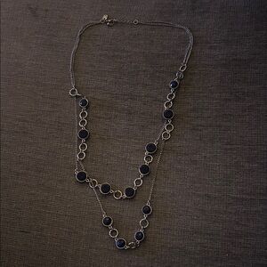 Charming Charlie Silver and Navy Circle Necklace